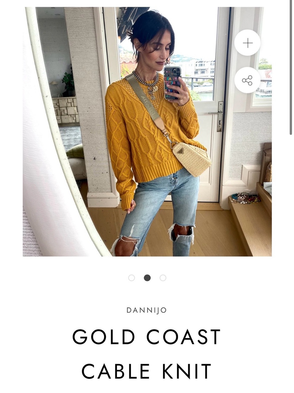 DANNIJO Mustard Cable-Knit Crop Sweater